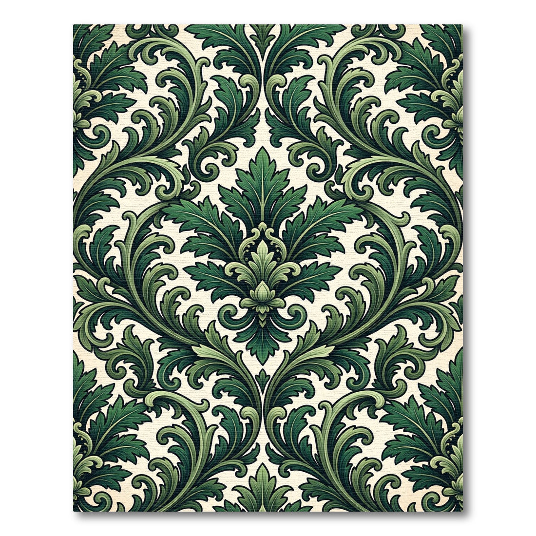 Emerald Green Baroque Floral Swirl Rug