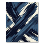 Modern Navy Blue Abstract Brushstroke Rug