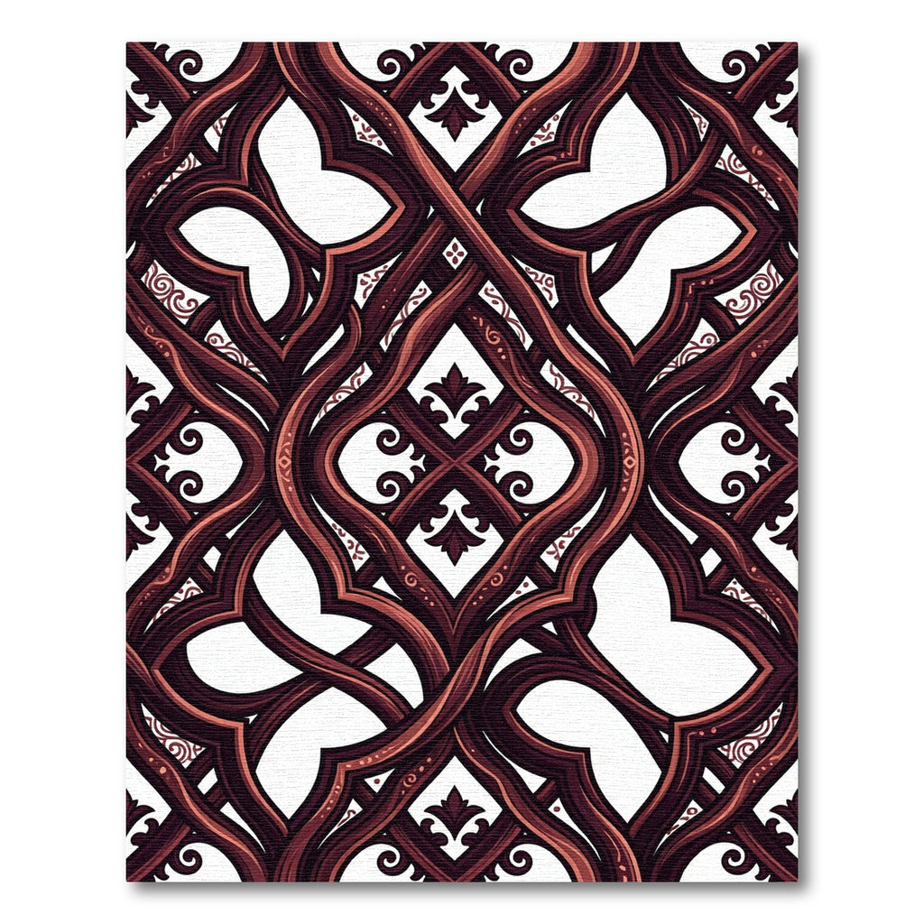 Elegant Deep Burgundy Interweaving Scroll Rug
