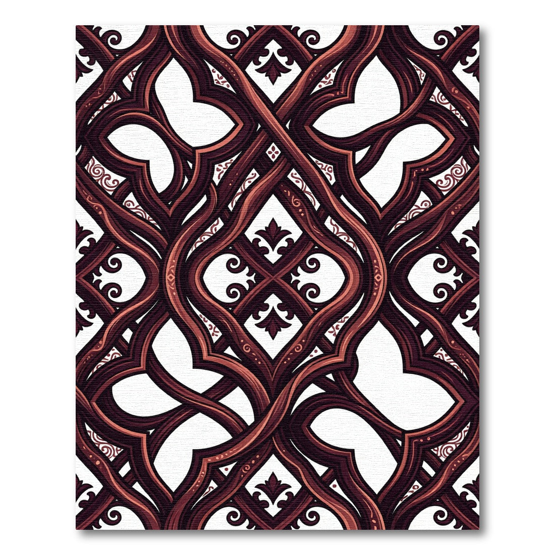 Elegant Deep Burgundy Interweaving Scroll Rug
