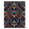 Ornate Regal Stag Royal Blue Gold Rug