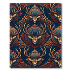 Ornate Regal Stag Royal Blue Gold Rug