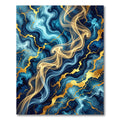 Golden Liquid Marble Abstract Wave Rug