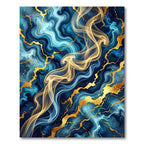Golden Liquid Marble Abstract Wave Rug