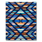 Vibrant Geometric Blue Orange Diamond Multistripe Rug