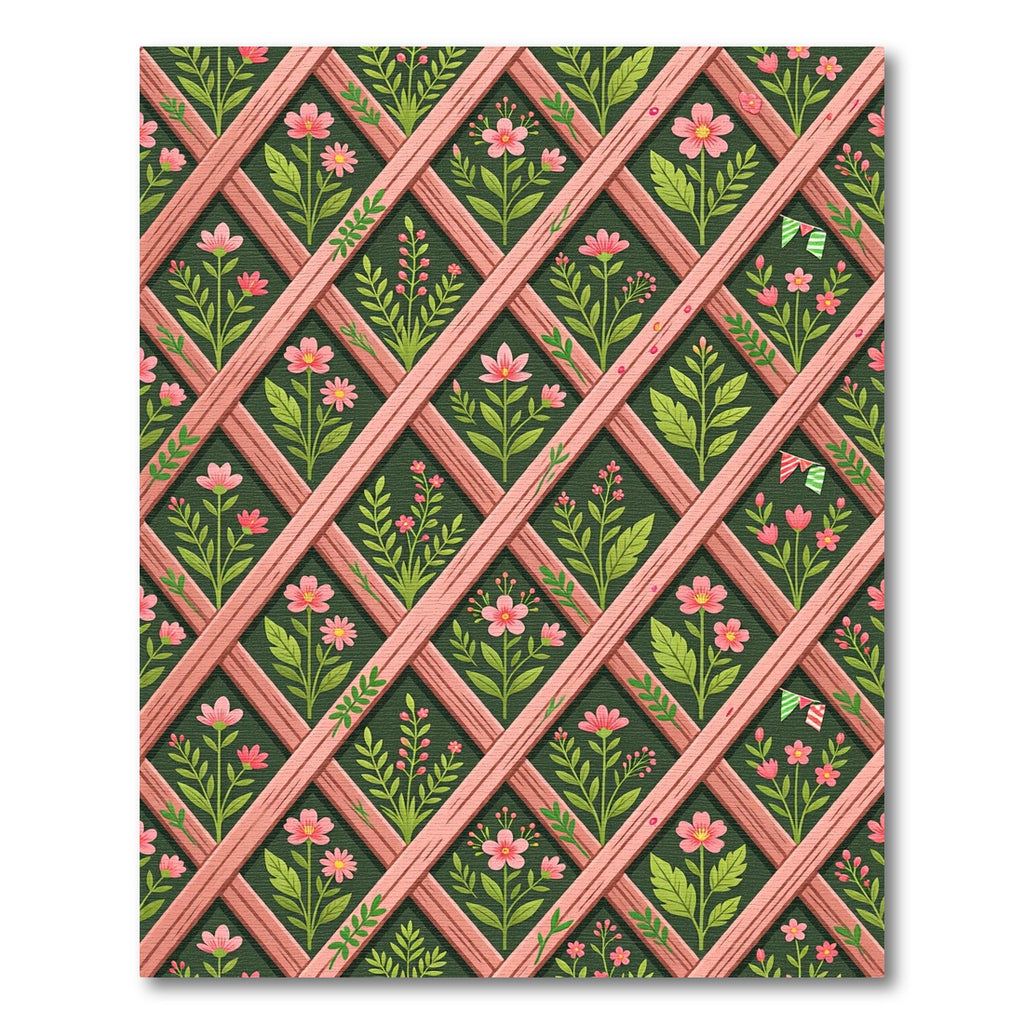 Pink Blossom Lattice Garden Trellis Rug