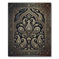 Dark Gold Ornate Paisley Scroll Art Rug