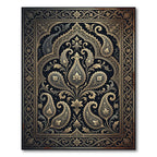 Dark Gold Ornate Paisley Scroll Art Rug