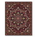 Deep Burgundy Floral Medallion Rug