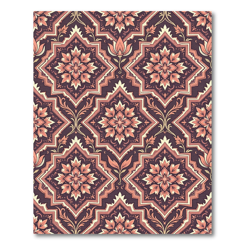 Rose Gold Floral Arabesque Medallion Rug