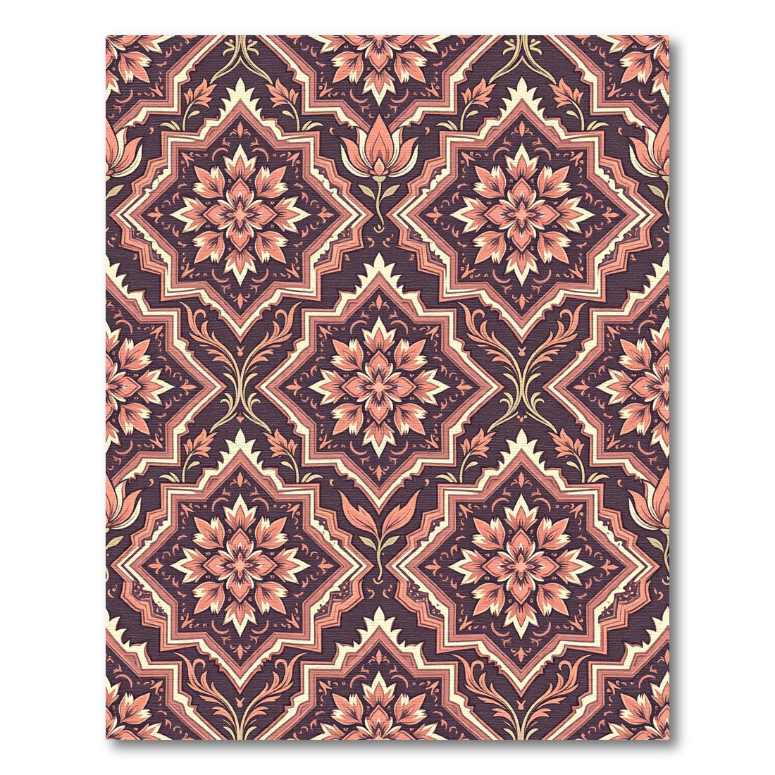 Rose Gold Floral Arabesque Medallion Rug