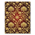Golden Floral Vine Red Background Rug
