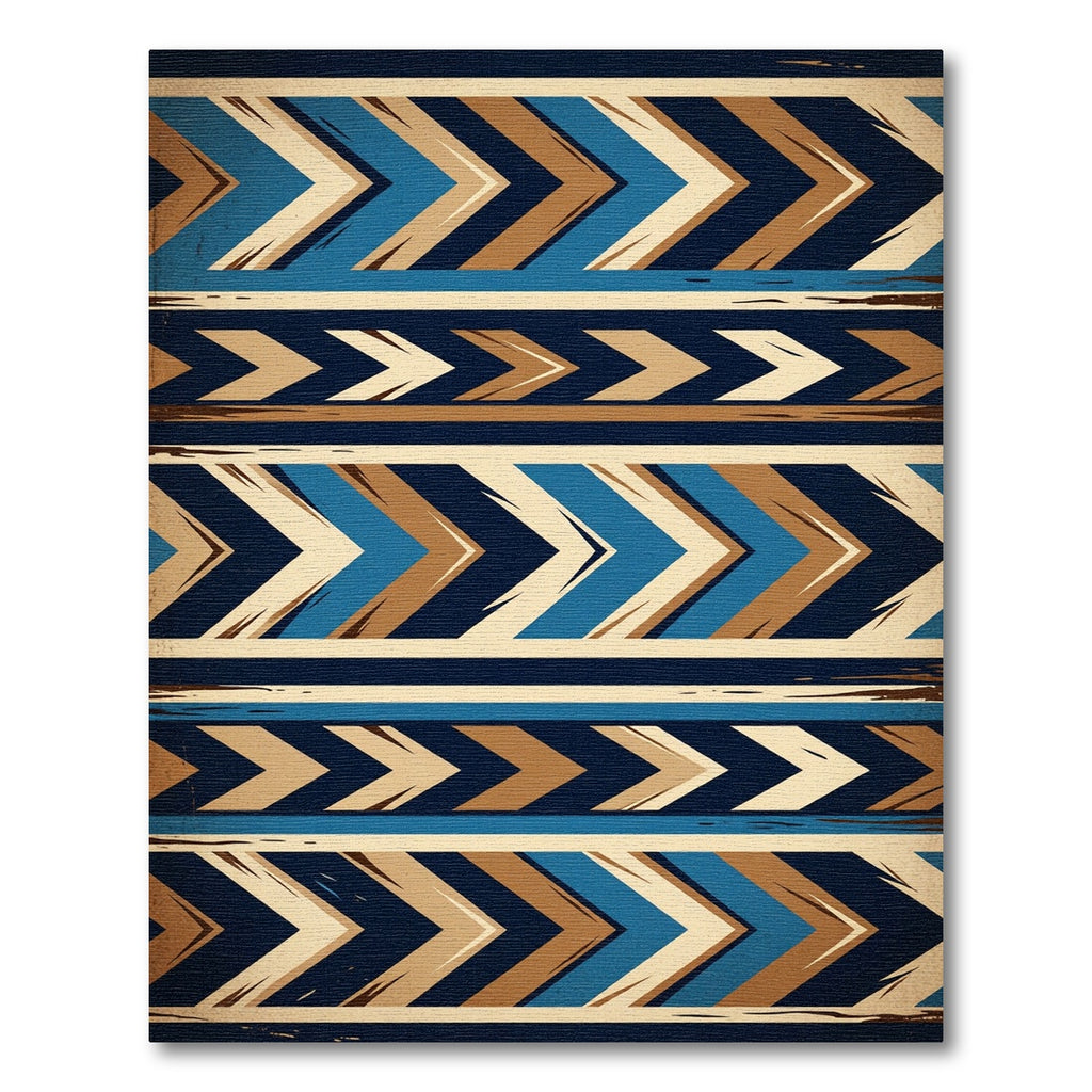 Blue and Brown Chevron Arrow Rug