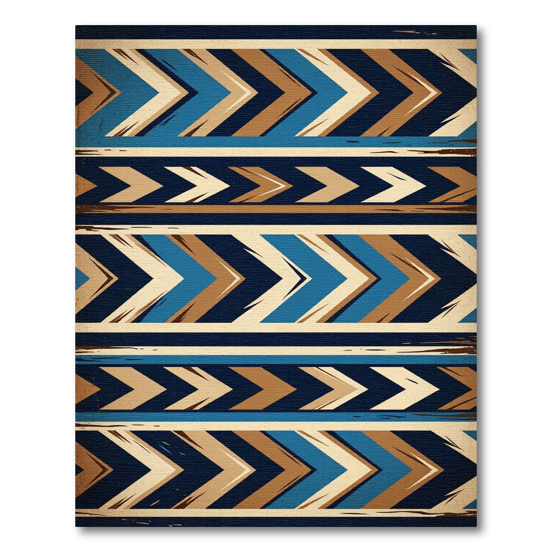 Blue and Brown Chevron Arrow Rug