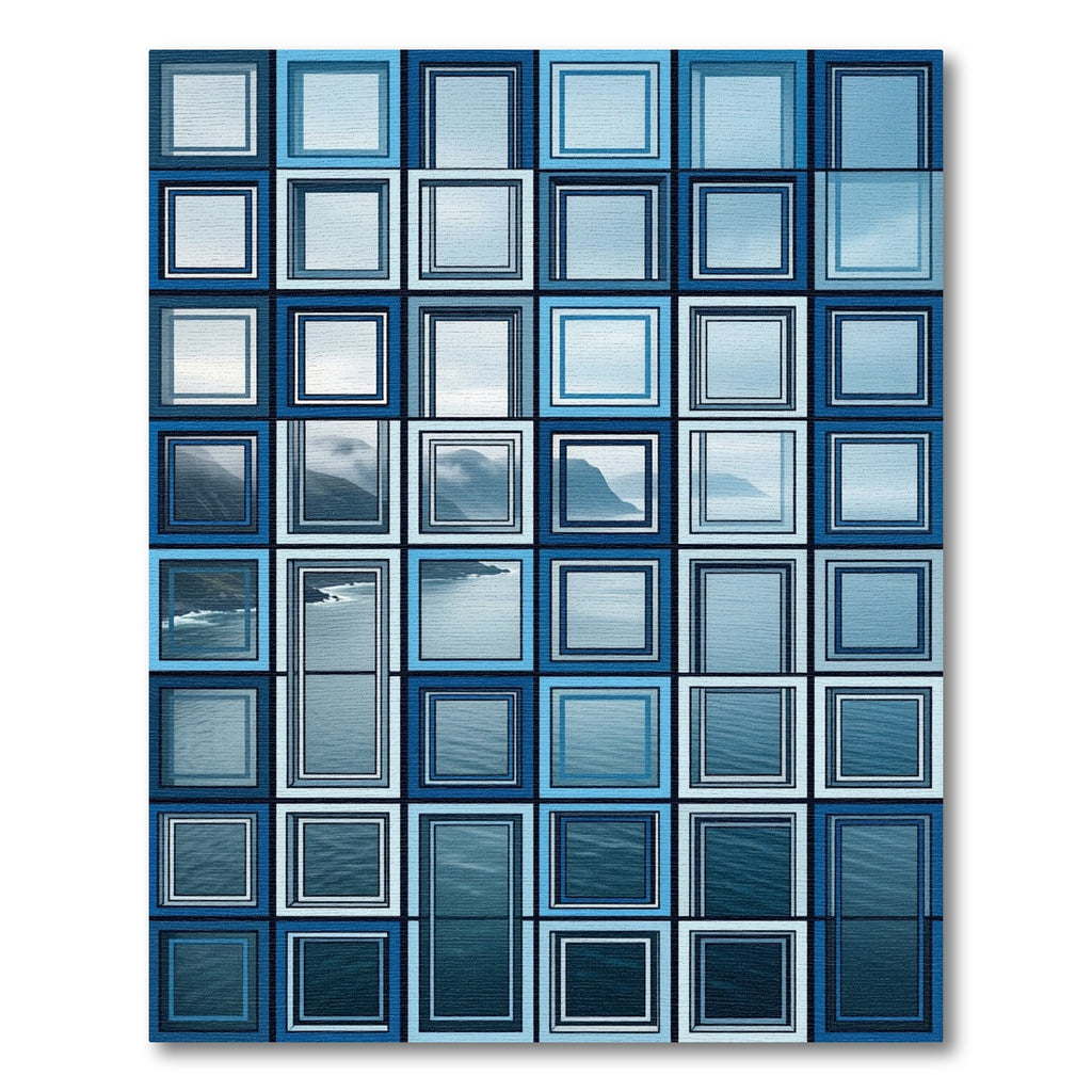 Modern Blue Sea Coast Window Grid Rug