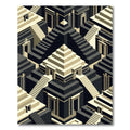 Black Gold Geometric Staircase Illusion Rug