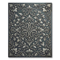 Elegant Silver Ornate Floral Damask Rug