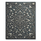 Elegant Silver Ornate Floral Damask Rug