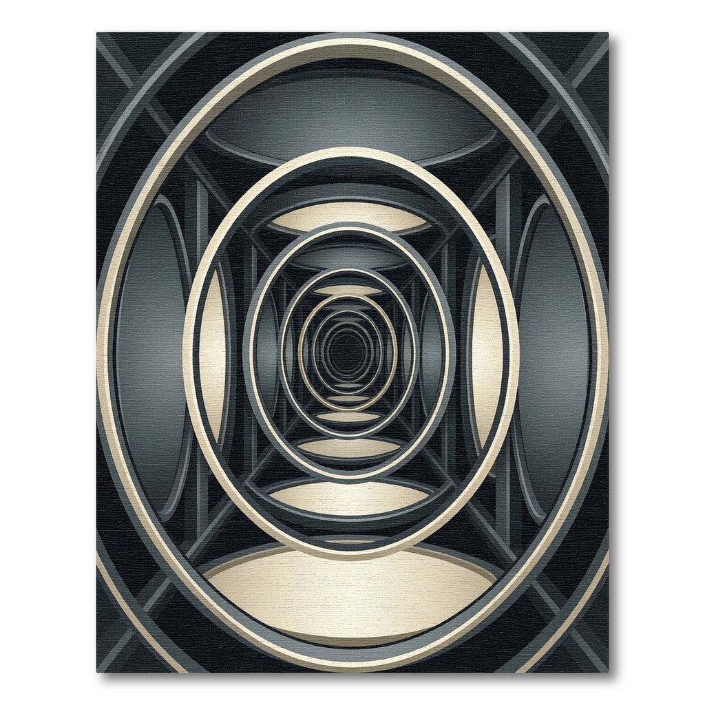 Modern Gold Circular Infinity Tunnel Rug