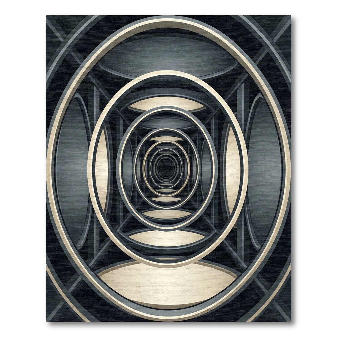 Modern Gold Circular Infinity Tunnel Rug