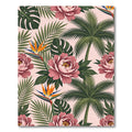 Blush Tropical Peony and Palm Leaf Rug
