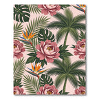 Blush Tropical Peony and Palm Leaf Rug
