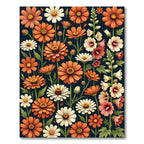 Autumnal Orange and White Meadow Floral Rug