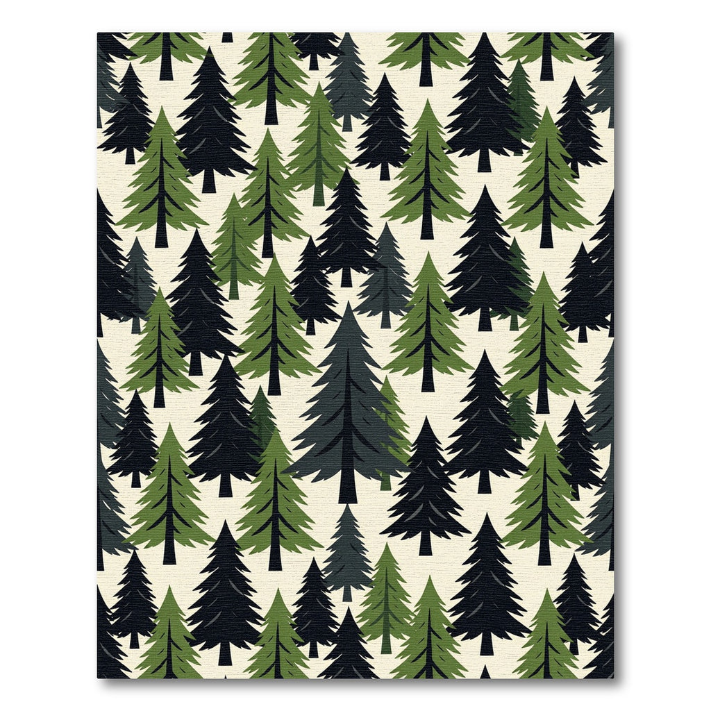 Earthy Green Forest Pine Tree Rug