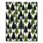 Earthy Green Forest Pine Tree Rug