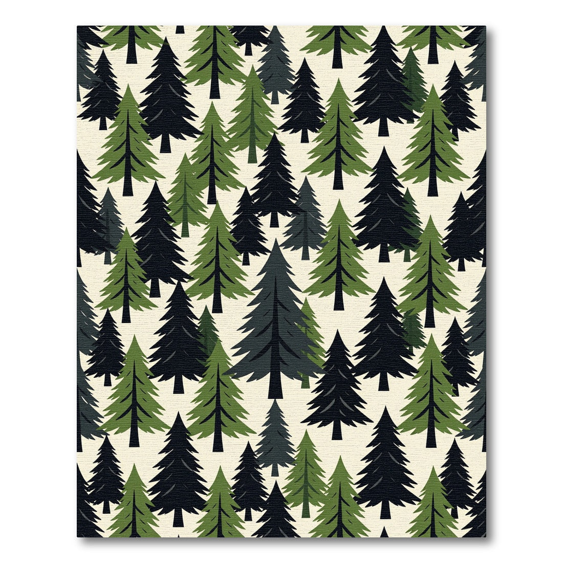 Earthy Green Forest Pine Tree Rug