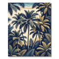 Lush Navy and Gold Tropical Palm Rug