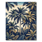 Lush Navy and Gold Tropical Palm Rug