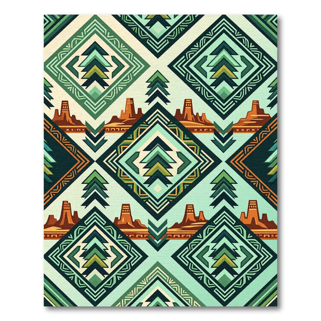 Southwestern Teal Abstract Geometric Landscape Rug