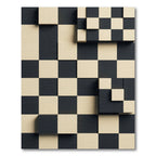 Modern Monochrome Geometric Checkered Relief Rug