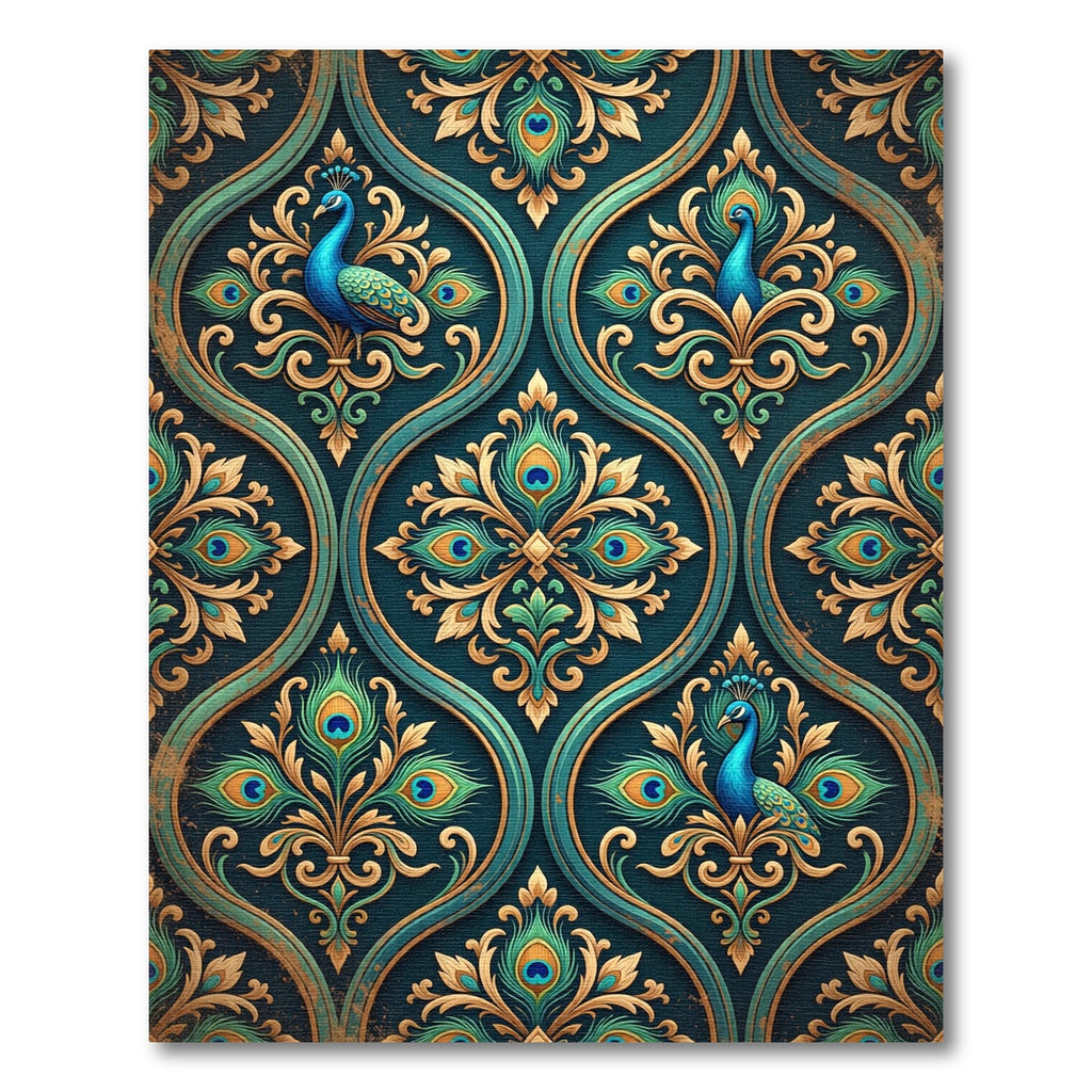 Peacock Teal Gold Ornate Floral Rug
