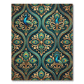 Peacock Teal Gold Ornate Floral Rug