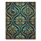 Peacock Teal Gold Ornate Floral Rug