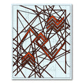 Geometric Rust Red Intersecting Linear Rug