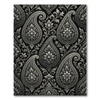Classic Black White Paisley Floral Rug