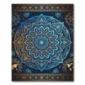 Celestial Blue Golden Mandala Medallion Rug