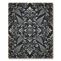 Monochromatic Baroque Floral Fern Scroll Rug