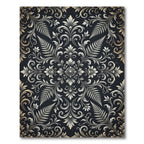Monochromatic Baroque Floral Fern Scroll Rug