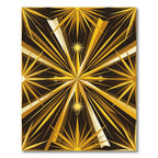 Radiant Golden Sunburst Geometric Art Rug