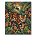 Exotic Bengal Cat Tropical Foliage Art Rug