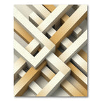 Modern Geometric Interlocking Beige Architectural Rug