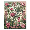 Romantic Blush Rose Floral Scrollwork Rug
