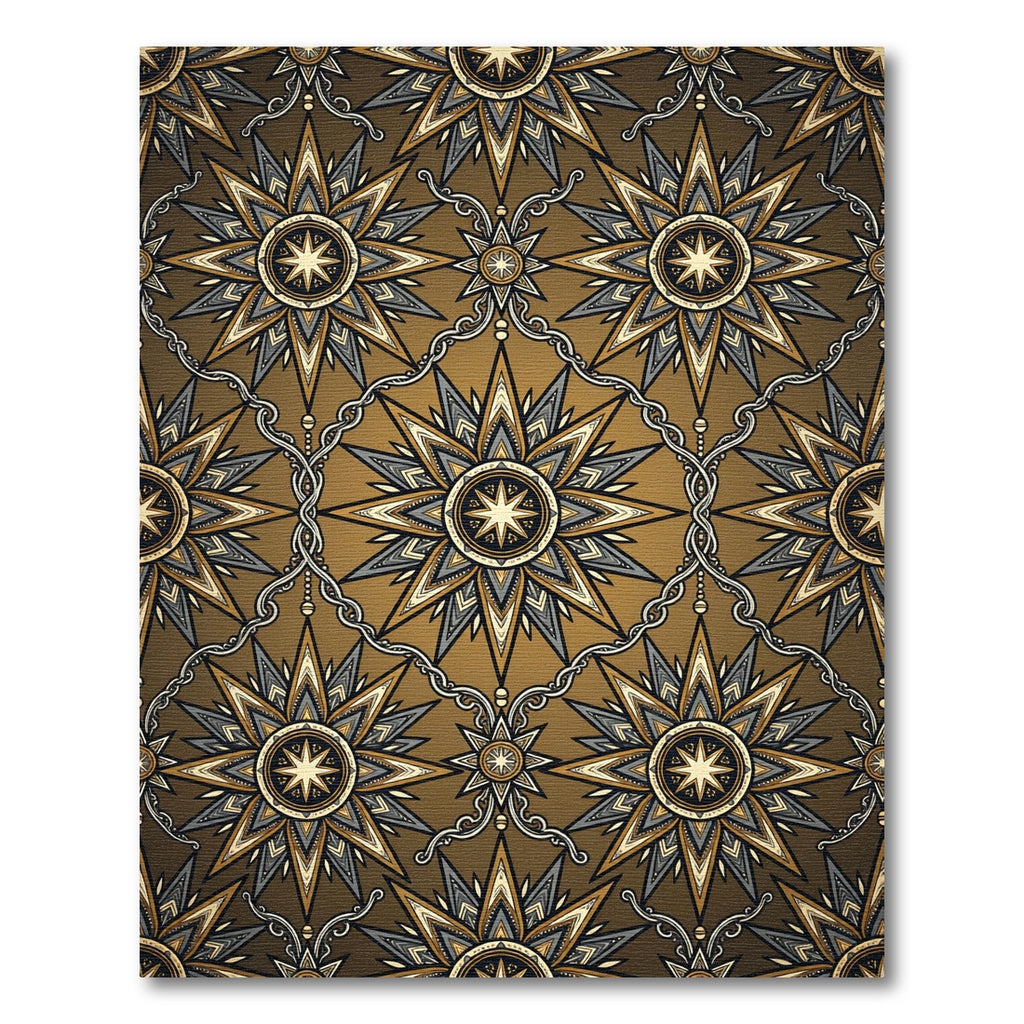 Golden Starry Celestial Radiance Ornament Rug