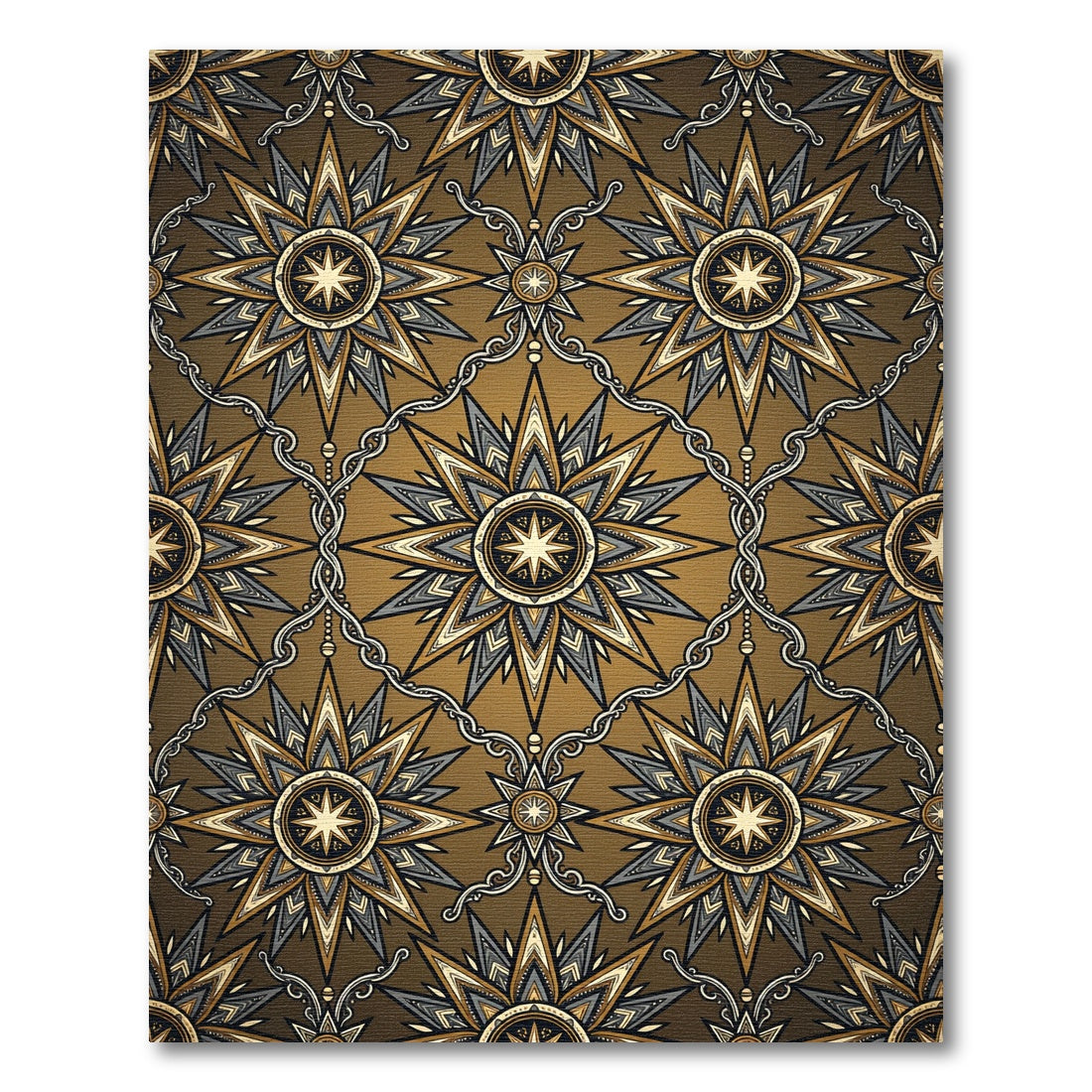 Golden Starry Celestial Radiance Ornament Rug