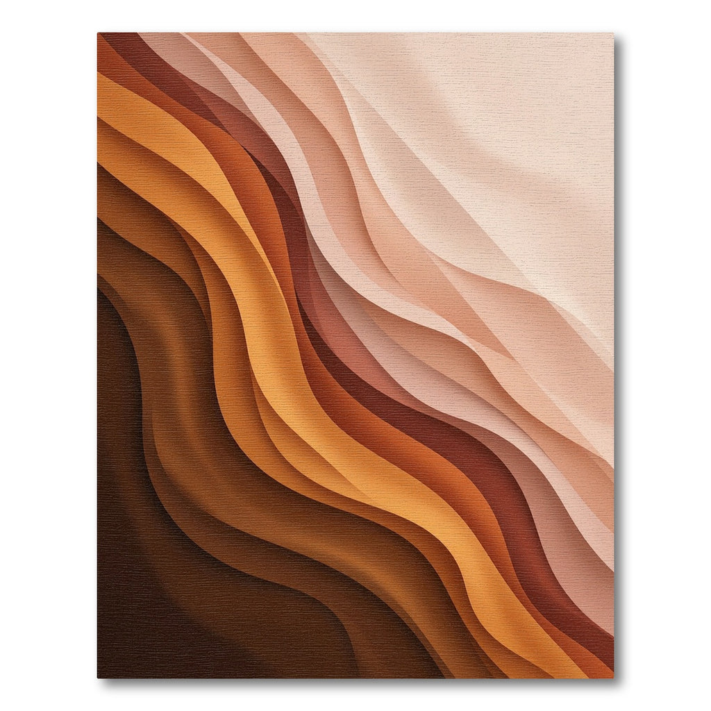 Modern Terracotta Wavy Abstract Rug