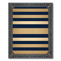 Bold Navy Gold Striped Ornate Frame Rug